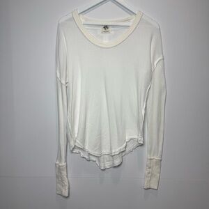Free People Cream Long Sleeve Top